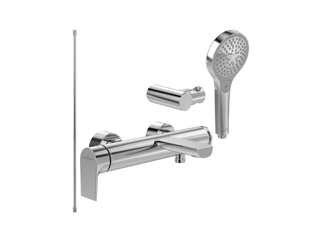Pack mitigeur baignoire mécanique VILLEROY ET BOCH Liberty Chrome avec ensemble