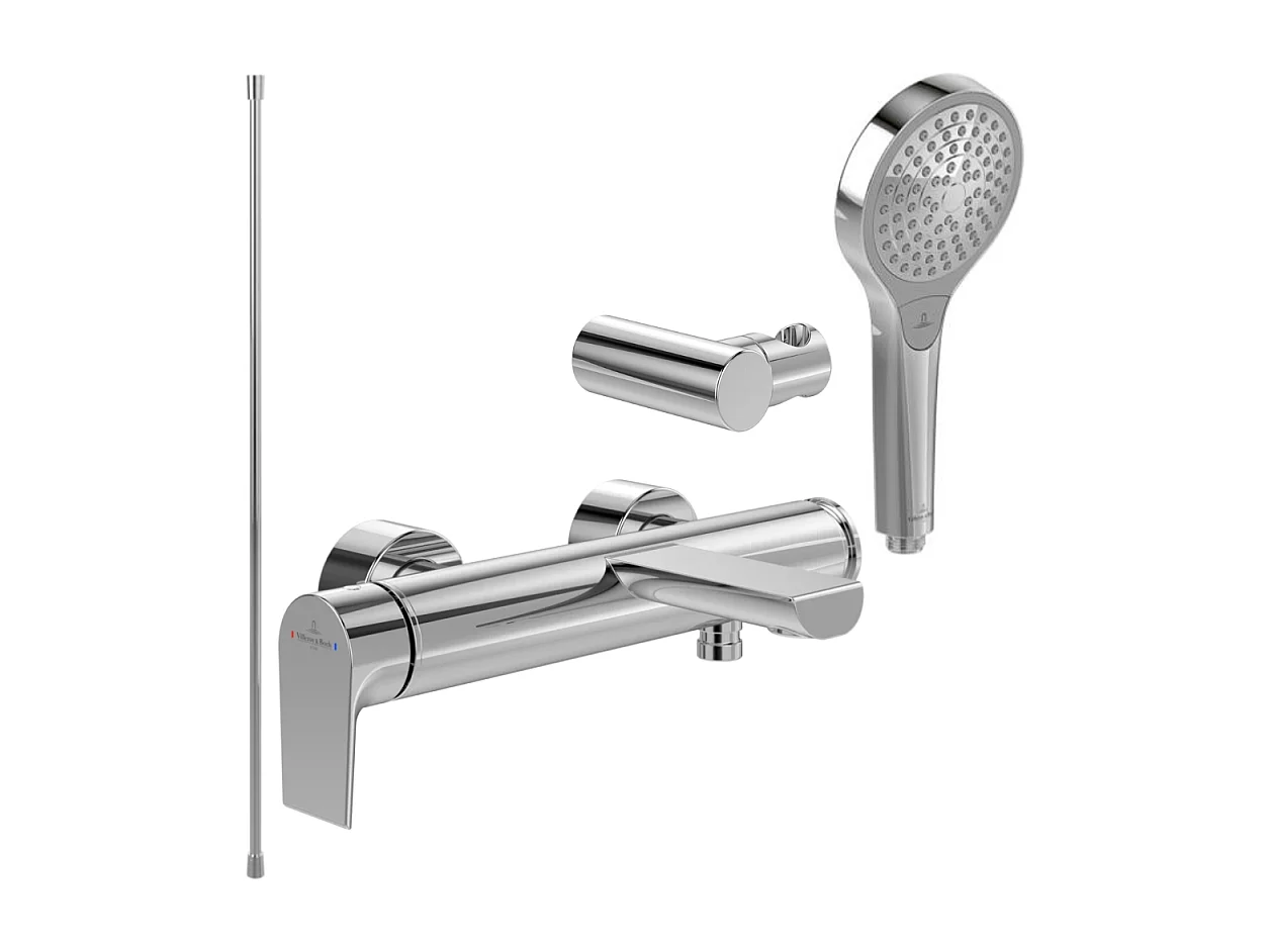 Pack mitigeur baignoire mécanique VILLEROY ET BOCH Liberty Chrome avec ensemble