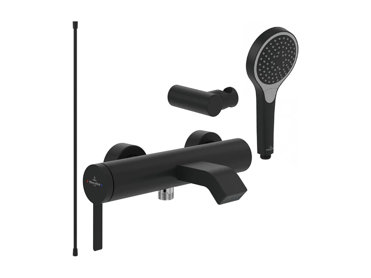 Pack mitigeur baignoire mécanique VILLEROY ET BOCH Dawn Two Noir mat avec ensemble