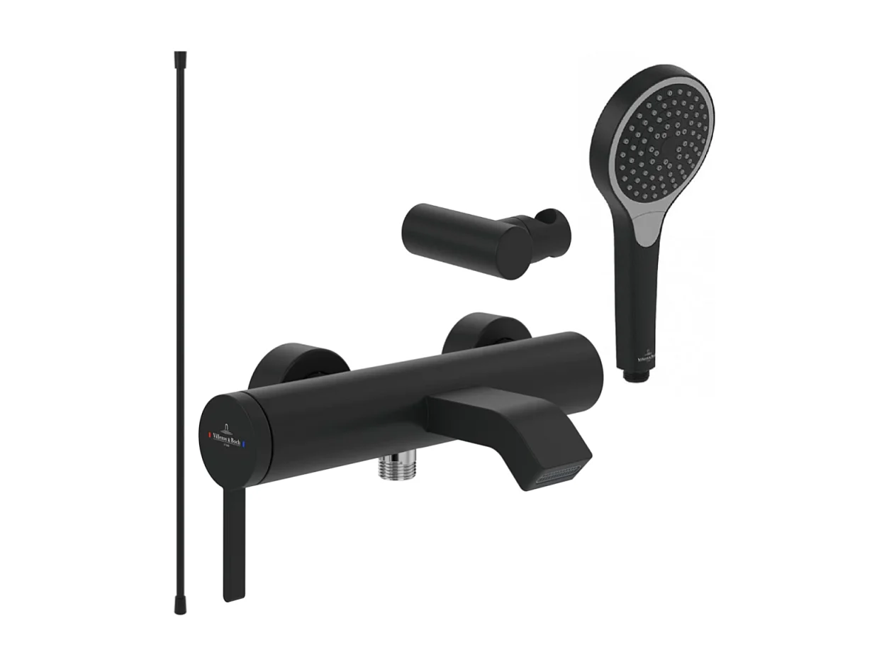 Pack mitigeur baignoire mécanique VILLEROY ET BOCH Dawn Two Noir mat avec ensemble