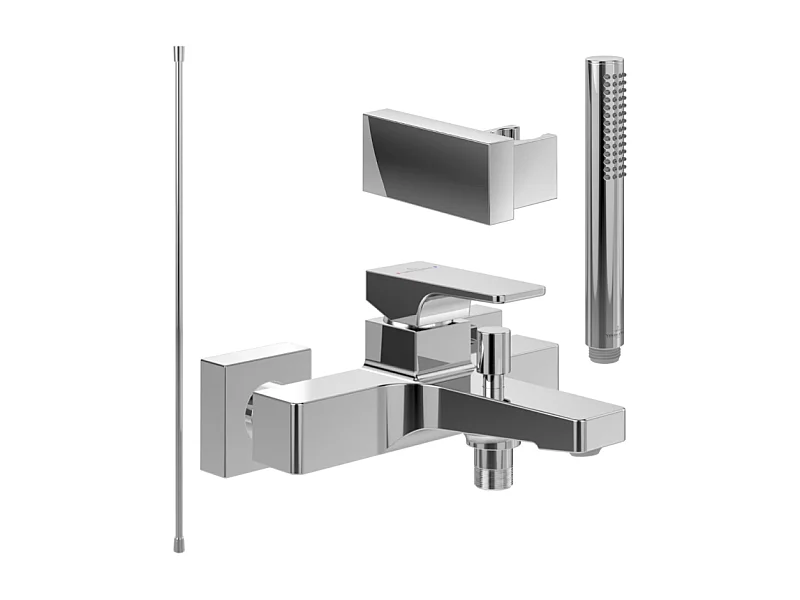 Pack mitigeur baignoire mécanique VILLEROY ET BOCH Architectura Square chrome avec ensemble