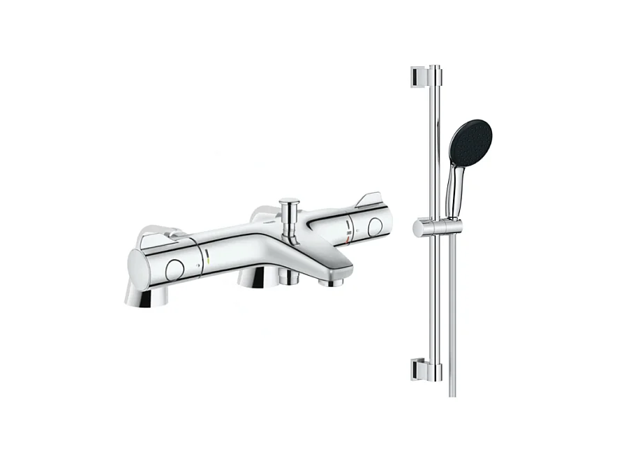 Robinet bain thermostatique GROHE Grohtherm 800 avec ensemble de douche 2 jets et colonnettes