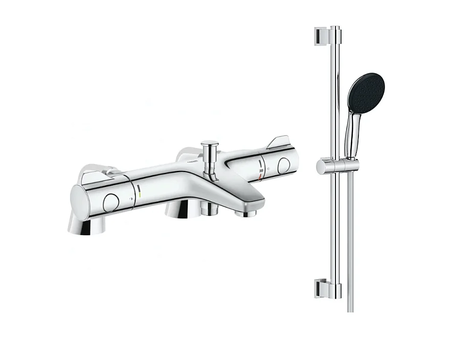 Robinet bain thermostatique GROHE Grohtherm 800 avec ensemble de douche 2 jets et colonnettes