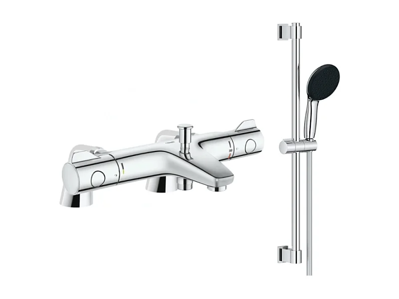 Robinet bain thermostatique GROHE Grohtherm 800 avec ensemble de douche 2 jets et colonnettes