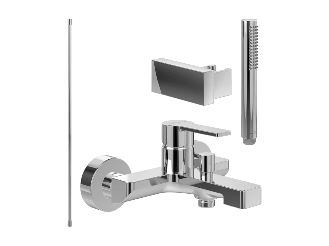 Pack mitigeur baignoire mécanique VILLEROY ET BOCH Architectura chrome avec ensemble