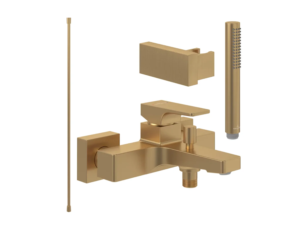 Pack mitigeur baignoire mécanique VILLEROY ET BOCH Architectura Square Or brossé avec ensemble