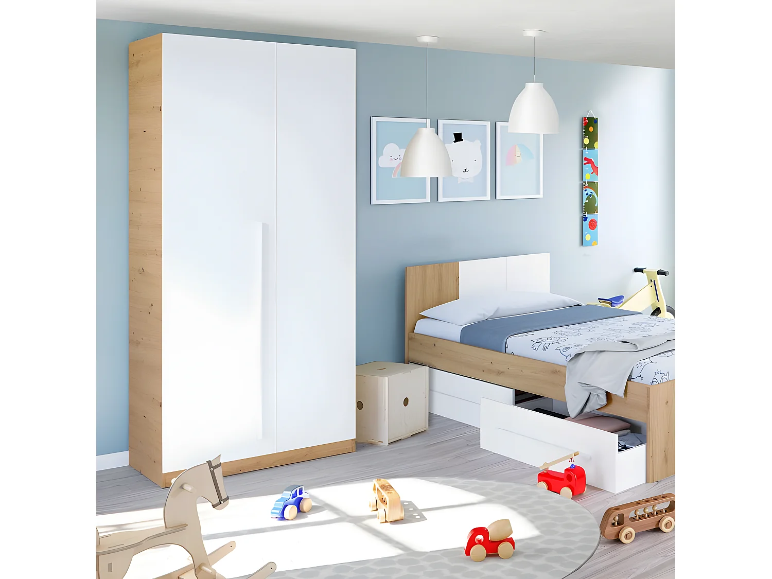 Roupeiro Noa Blanco Artik (Blanco Mate) - Roble Nodi