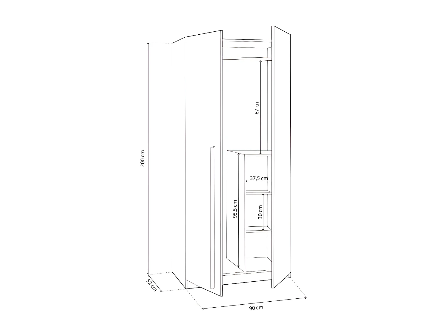 Armario juvenil Ambient - Roble Nodi y Blanco Artik