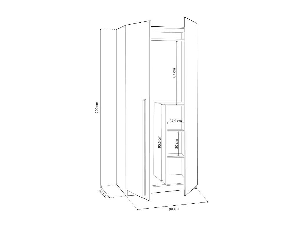 Armario juvenil Ambient - Roble Nodi y Blanco Artik