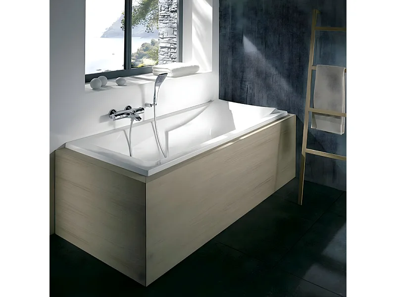 Pack baignoire droite 170 x 70 JACOB DELAFON Corvette + mitigeur bain douche & ensemble de douche + pare bain + bonde