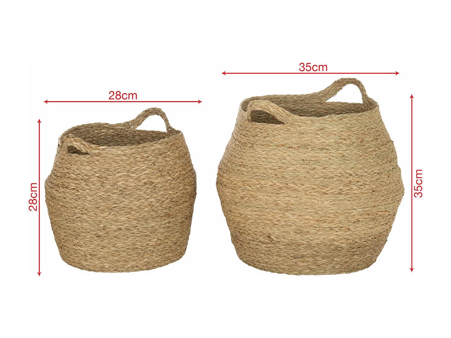 Cestas de Almacenamiento Rebecca Mobili Parota 35x35x35 Alga Marina Marrón Boho CONJUNTO 2 piezas