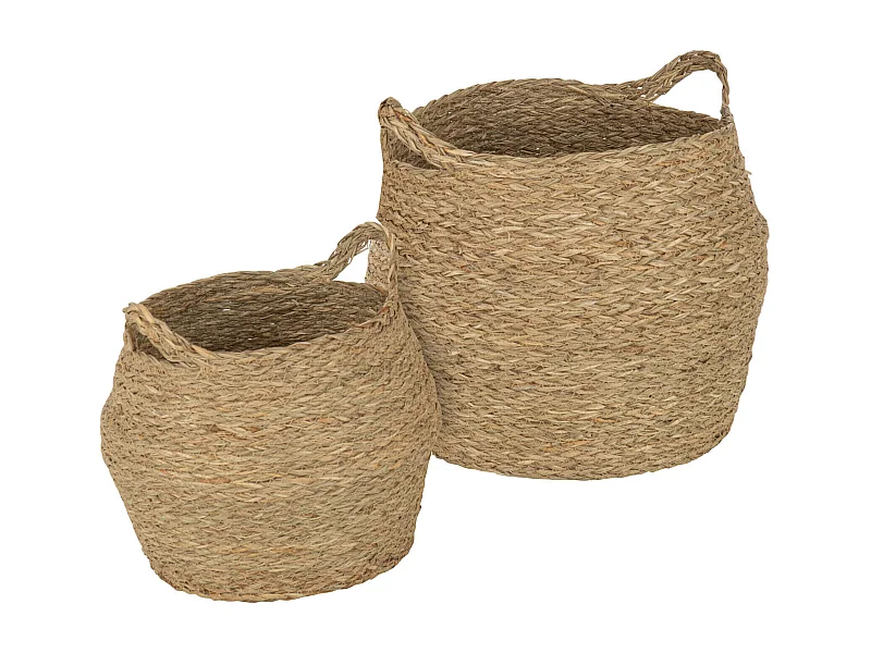 Cestas de Almacenamiento Rebecca Mobili Parota 35x35x35 Alga Marina Marrón Boho CONJUNTO 2 piezas