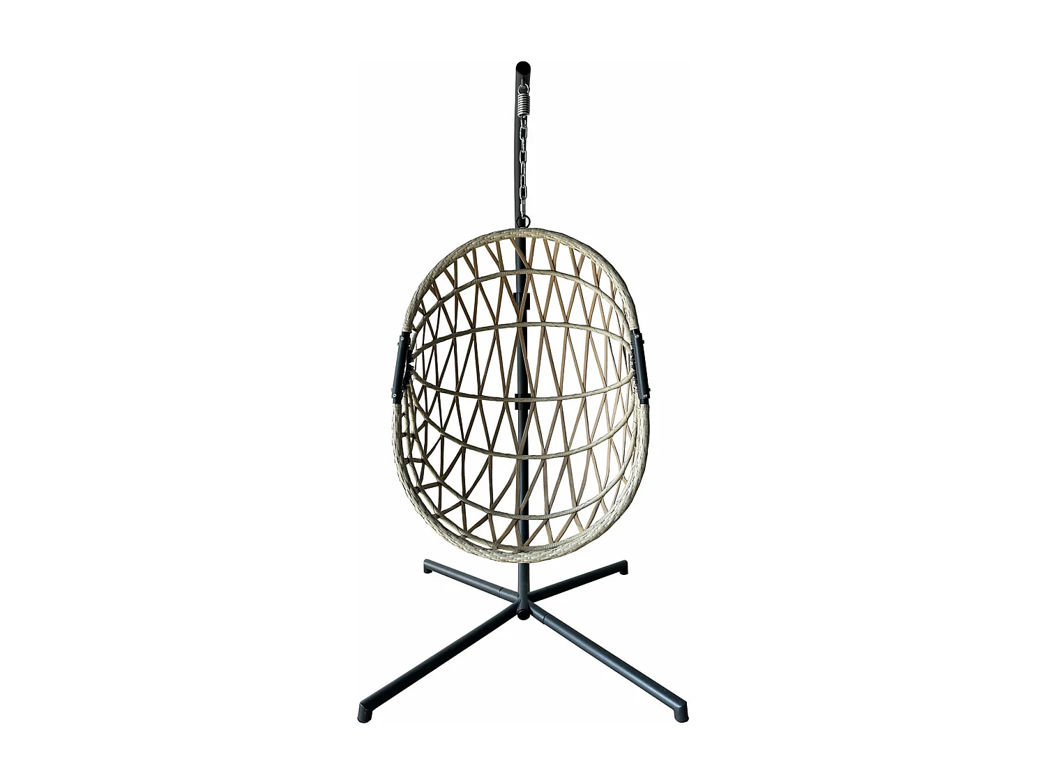 Rebecca Mobili Sedia Dondolo Poltrona Sospesa Polyrattan Beige per Esterno Interno