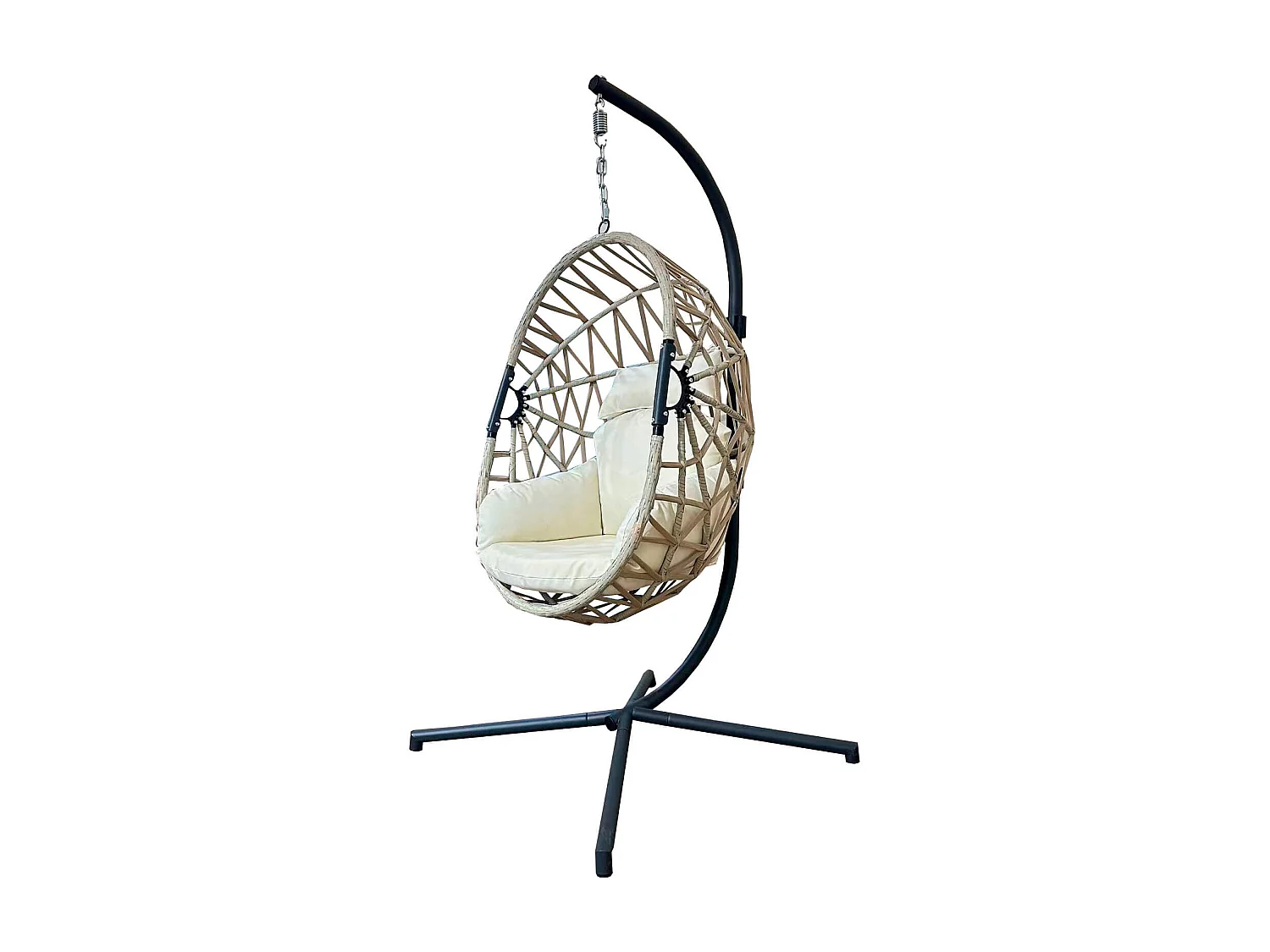 Rebecca Mobili Mecedora Silla Suspendida Polyrattan Beige para Exterior Interior