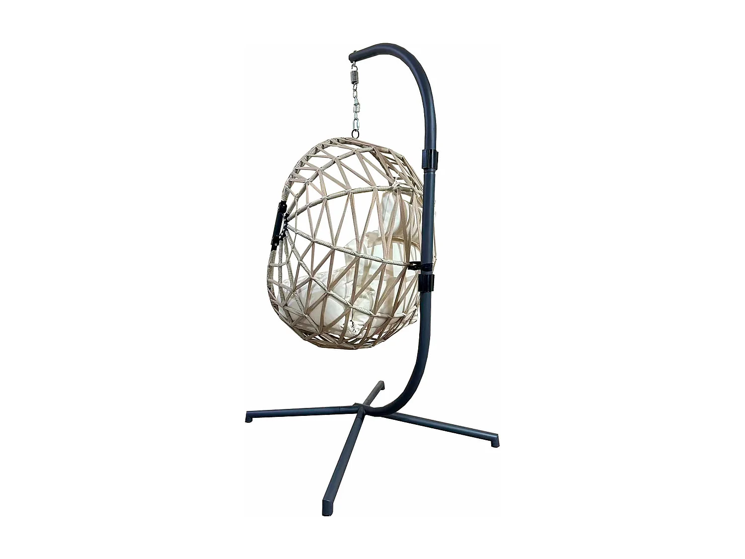 Rebecca Mobili Mecedora Silla Suspendida Polyrattan Beige para Exterior Interior