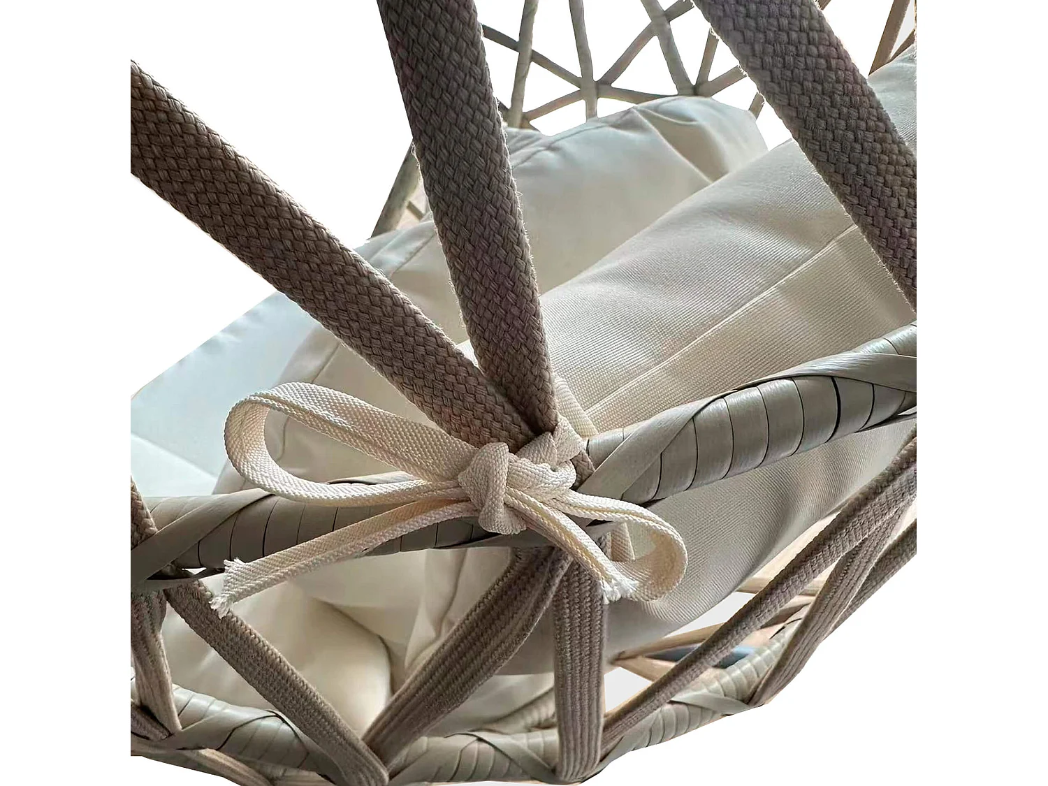 Rebecca Mobili Mecedora Silla Suspendida Polyrattan Beige para Exterior Interior