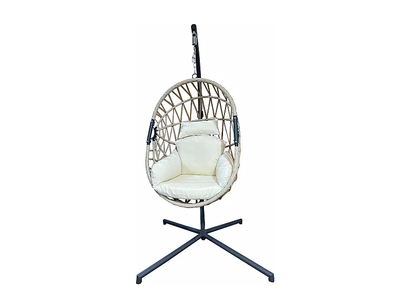 Rebecca Mobili Mecedora Silla Suspendida Polyrattan Beige para Exterior Interior