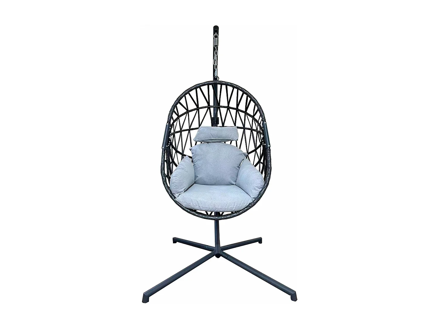 Rebecca Mobili Poltrona suspensa de baloiço Polyrattan cinzento para o jardim da casa