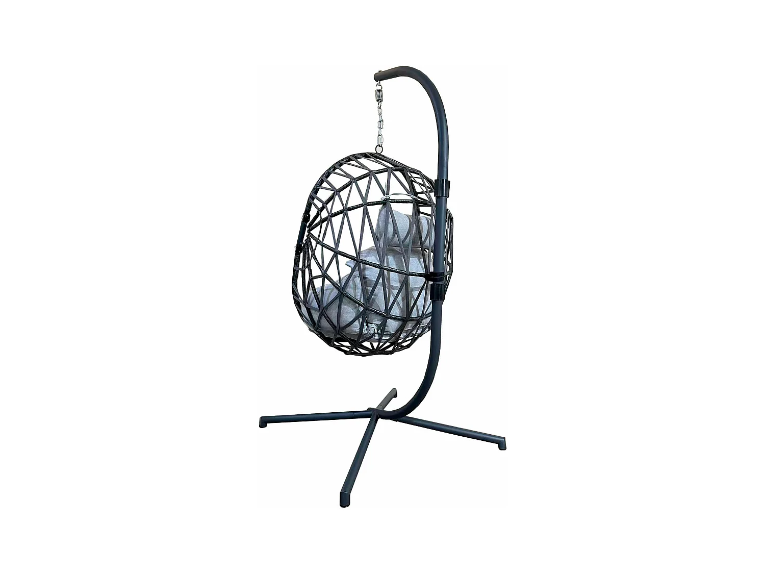 Rebecca Mobili Poltrona suspensa de baloiço Polyrattan cinzento para o jardim da casa