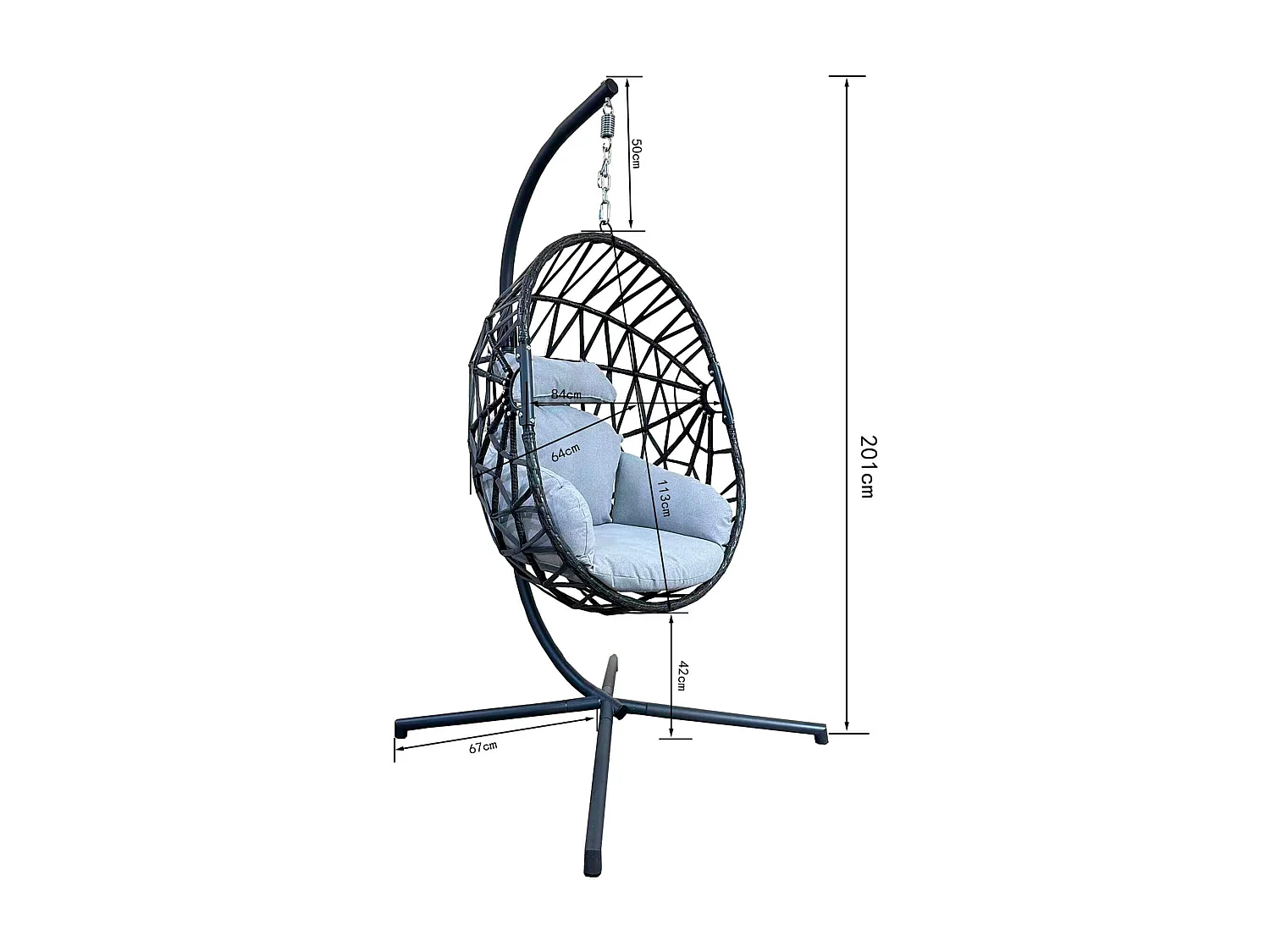 Rebecca Mobili Fauteuil Suspendu Bascule en Polystyrène Gris Pour Maison Jardin