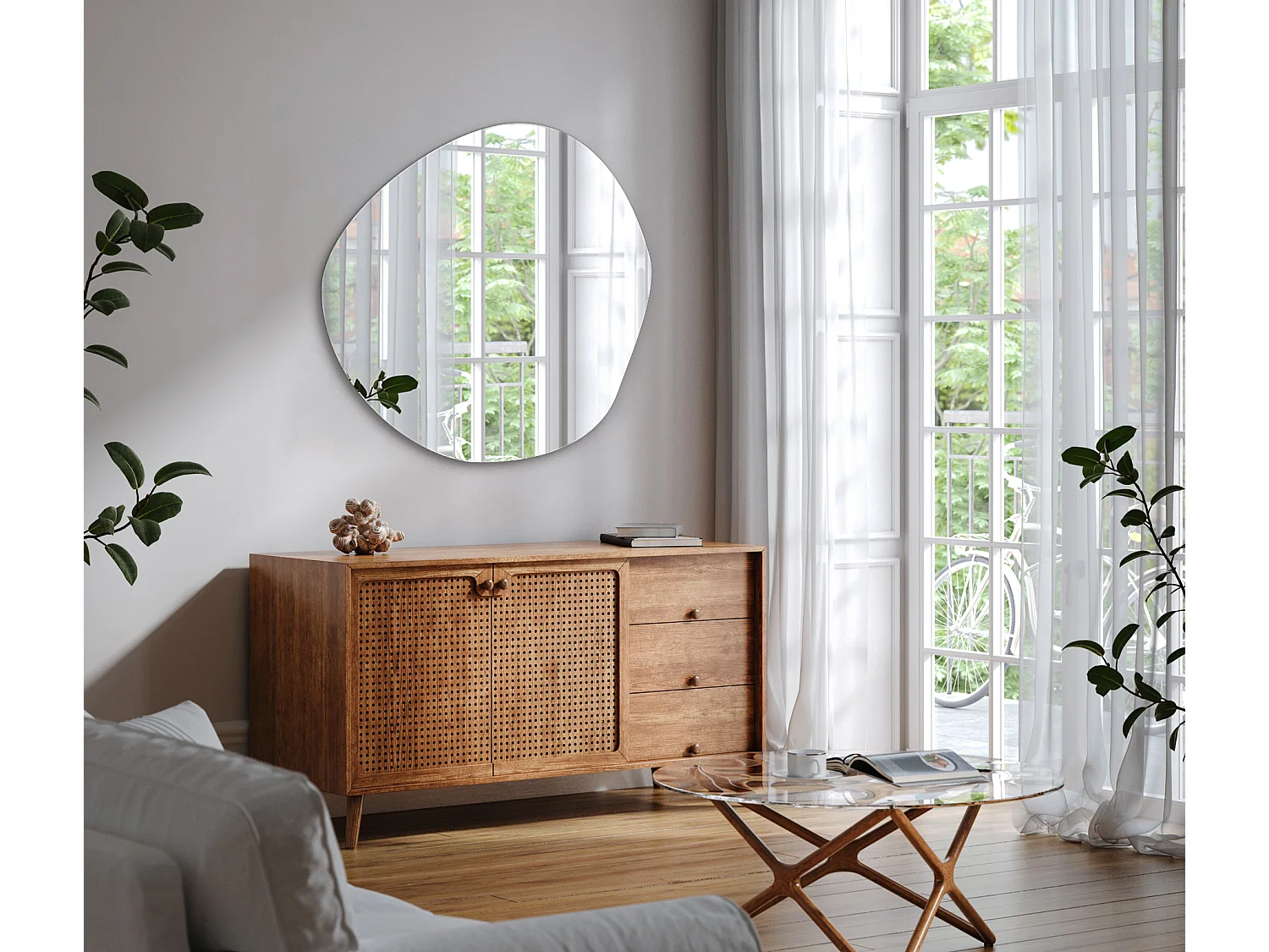 Miroir mural irrégulier pour le salon 47,9 cm x 48,3 cm