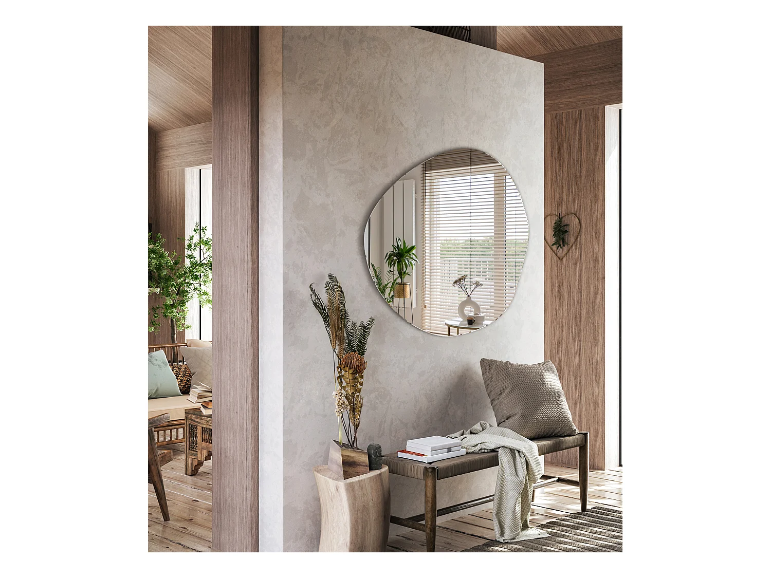 Unregelmäßiger Wandspiegel für das Wohnzimmer 47,9 cm x 48,3 cm