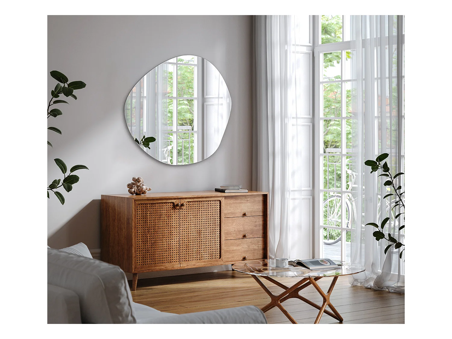 Unregelmäßiger Wandspiegel für das Wohnzimmer 47,9 cm x 48,3 cm