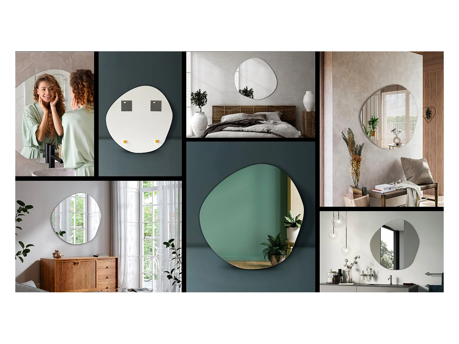 Spiegel onregelmatige vorm ovale cirkel voor badkamer 57,5 cm x 58 cm