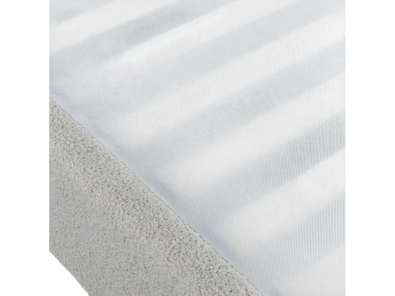 Sommier déco en Kit + pieds 90x190 - Newkit 20 lattes bois - Tissu crème - H. 18 cm