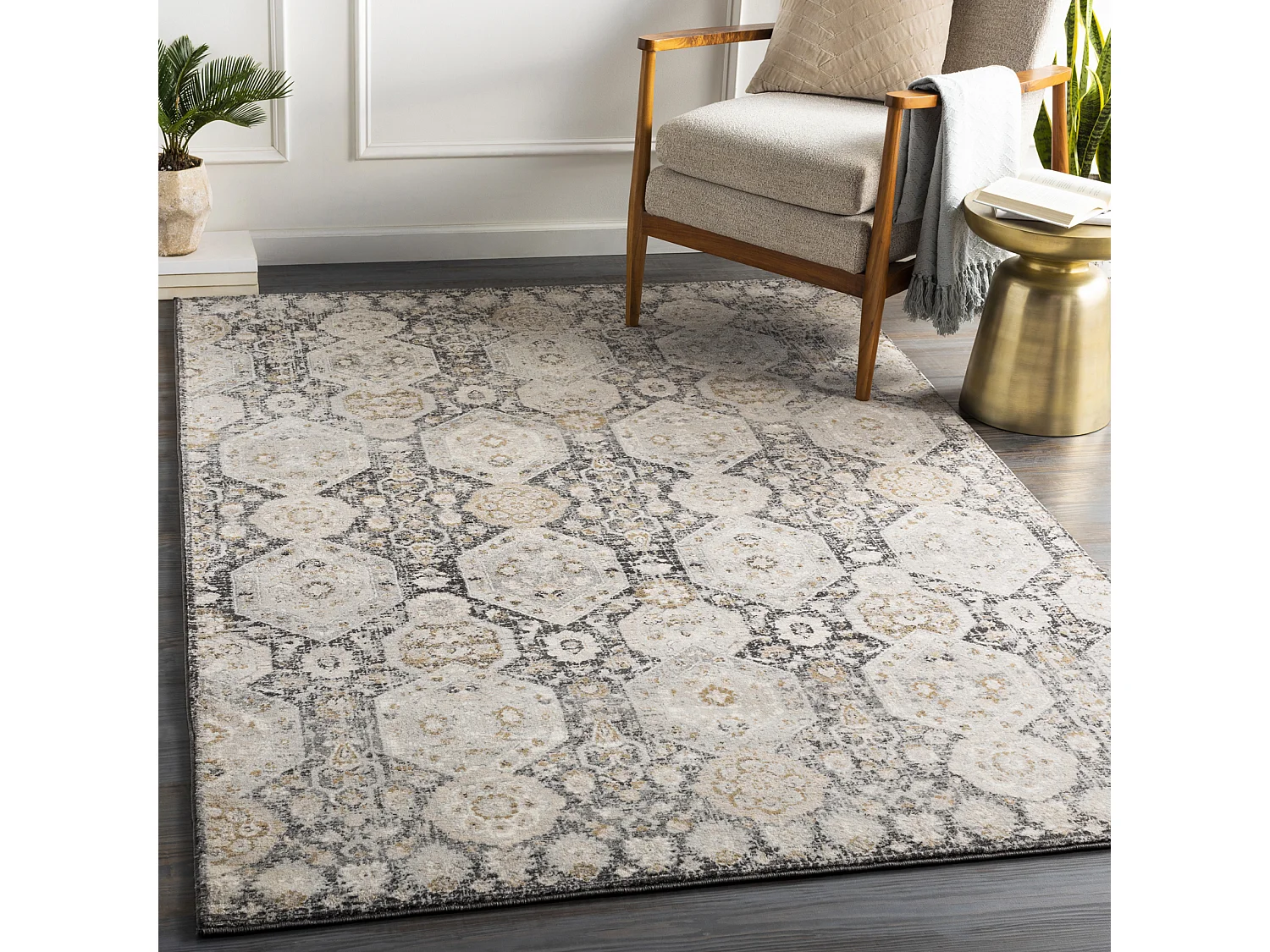 Tapis Vintage Oriental - Noir/Beige - 160x220cm - LOTUS