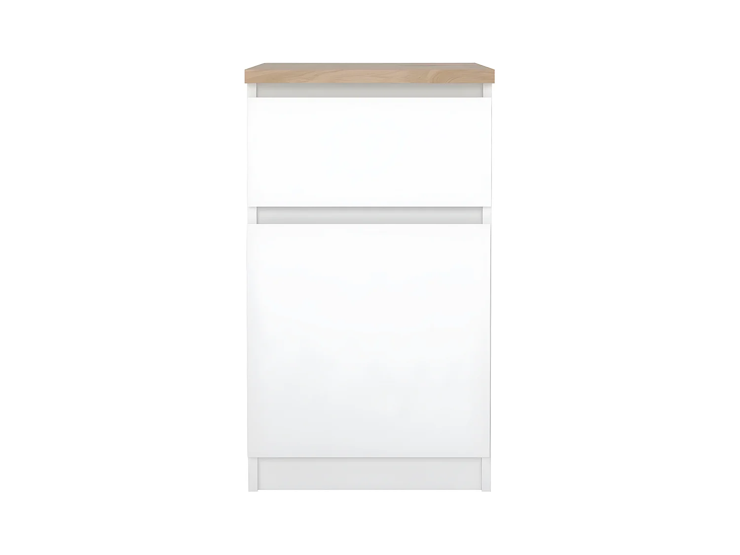 Naia nachtkastje deur omkeerbaar 1 deur 1 lade okkernoot decor wit hoog glans.