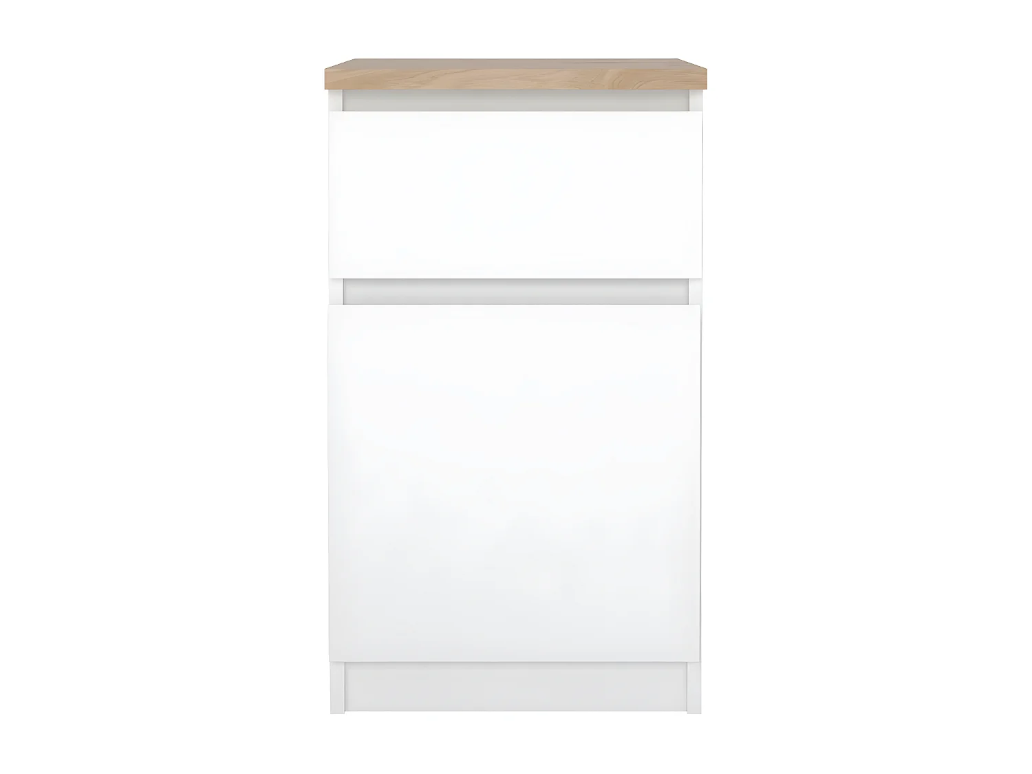 Naia nachtkastje deur omkeerbaar 1 deur 1 lade okkernoot decor wit hoog glans.