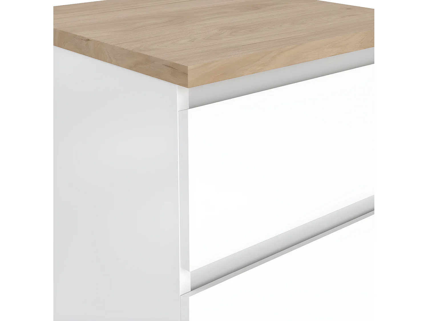 Naia nachtkastje deur omkeerbaar 1 deur 1 lade okkernoot decor wit hoog glans.