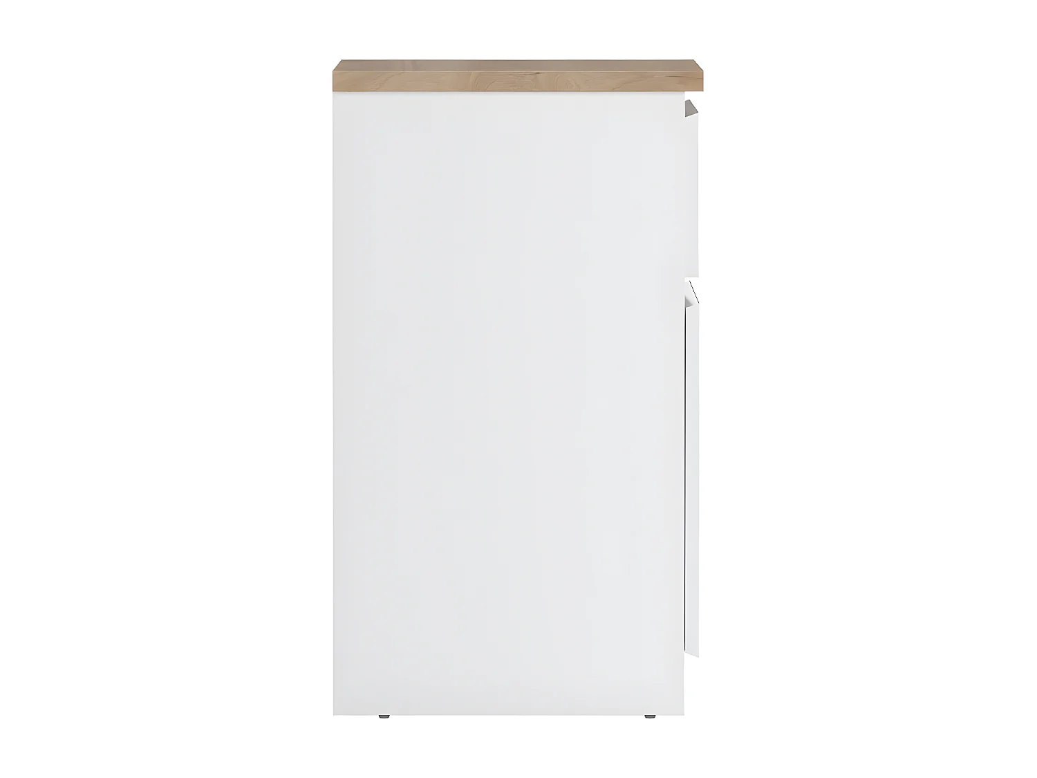 Naia nachtkastje deur omkeerbaar 1 deur 1 lade okkernoot decor wit hoog glans.