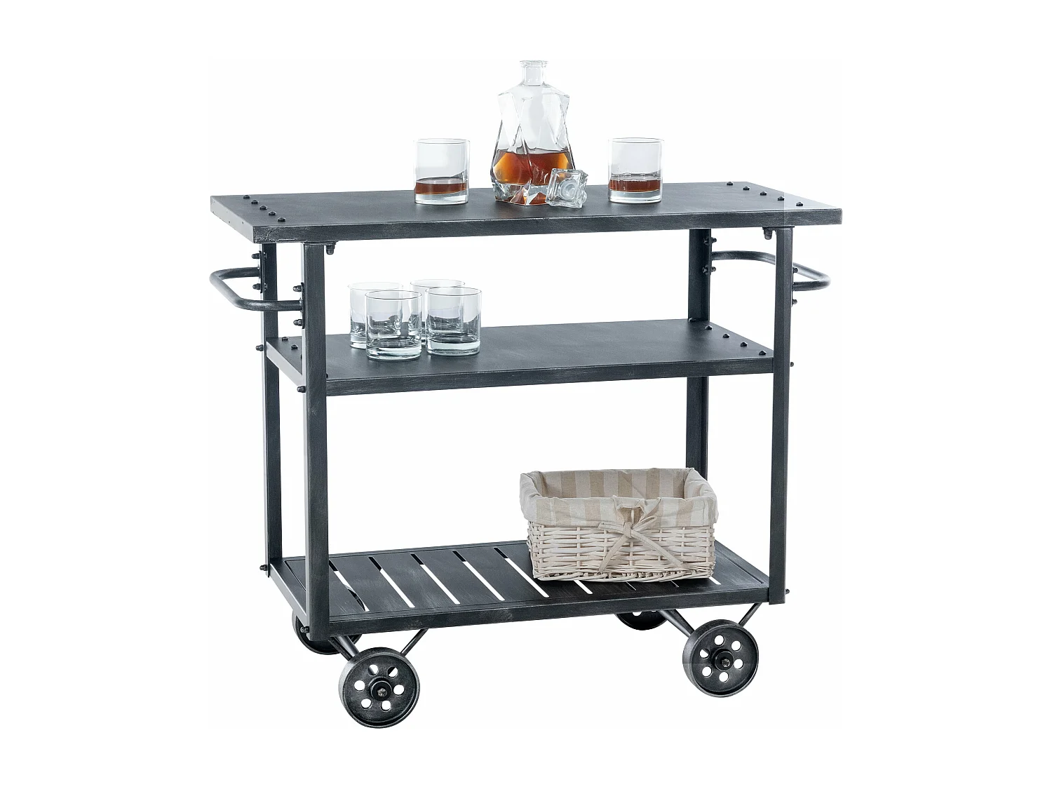 Servierwagen - Metall & Metall - antik silber - Spring