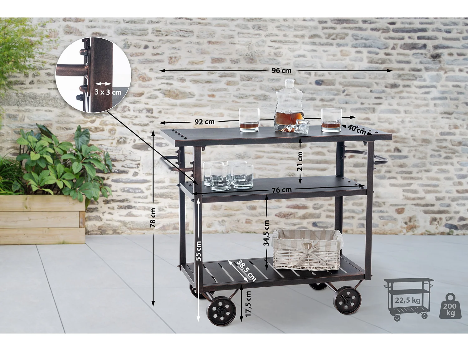 Serveerwagen - Metalen & Metaal - bronzen - Spring