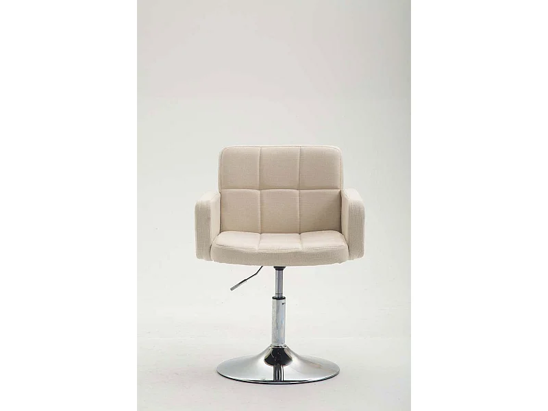 Fauteuil pivotant - Tissu & Noyer - Crème - Los Angeles