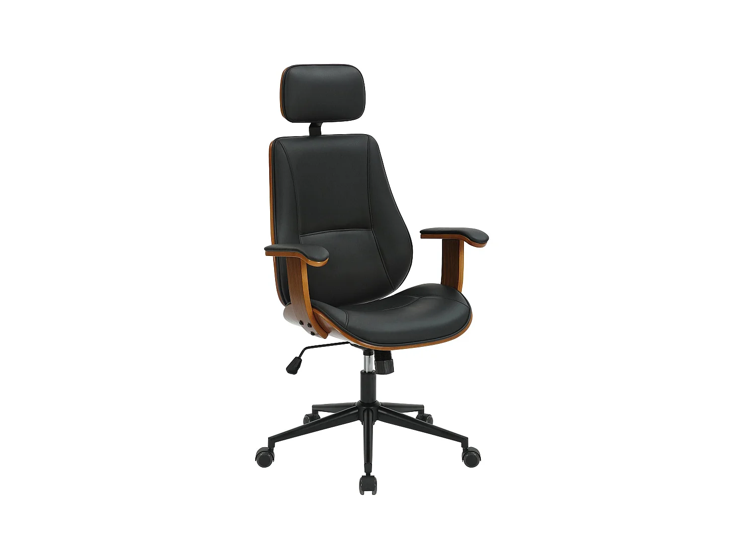 Chaise de bureau - Similicuir & Métal - Noyer / Noir - Lugo