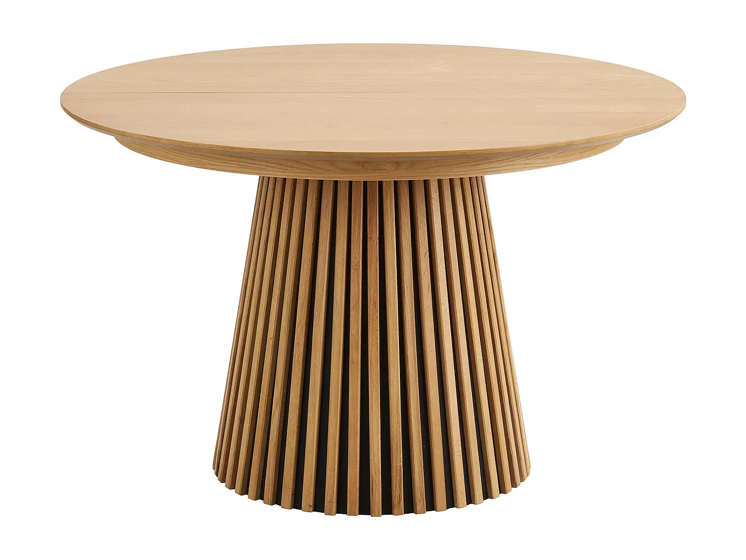 Table à manger ronde extensible LANZA-Beige-Diamètre 120/160-200 cm