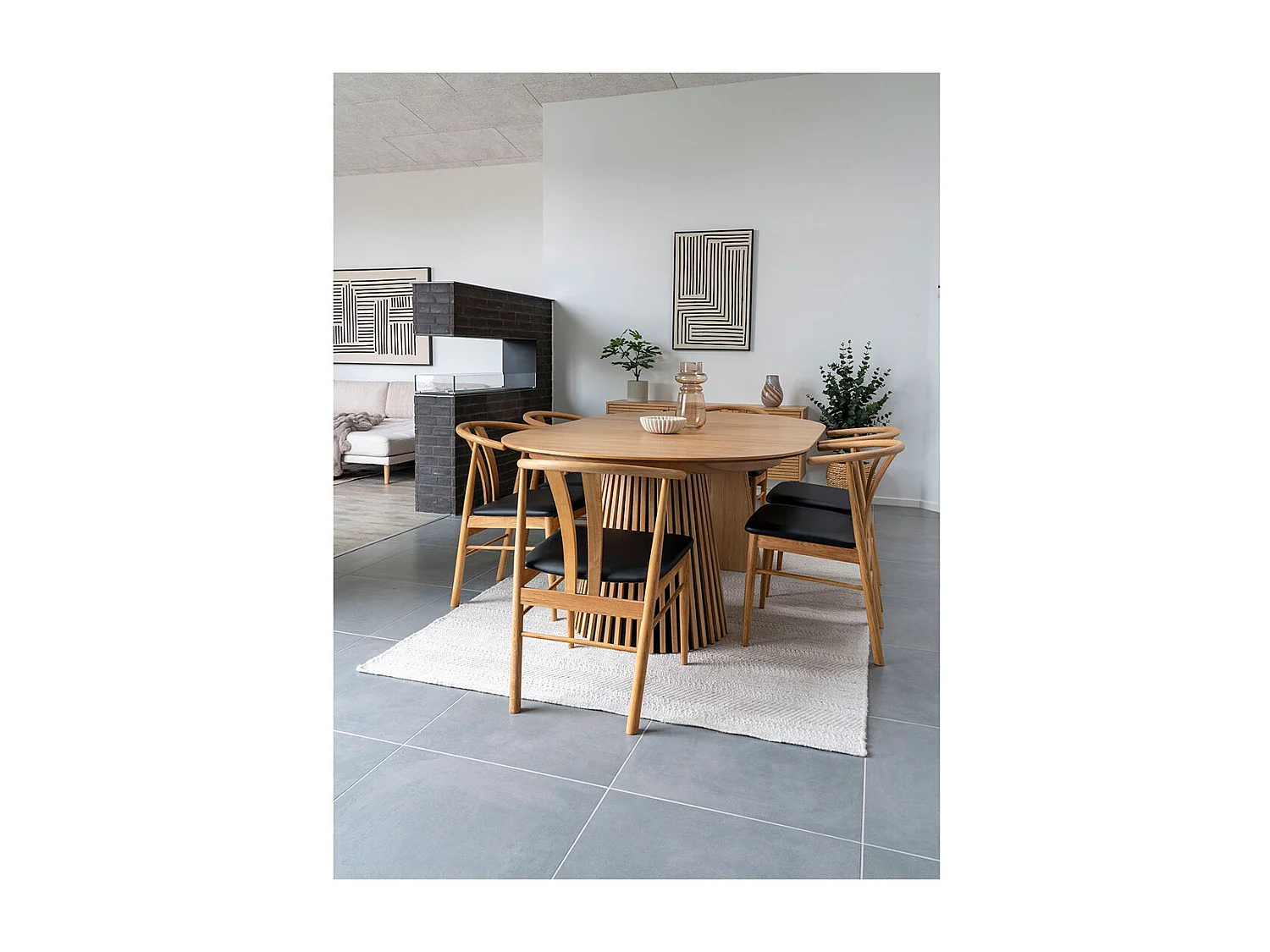 Table à manger ronde extensible LANZA-Beige-Diamètre 120/160-200 cm