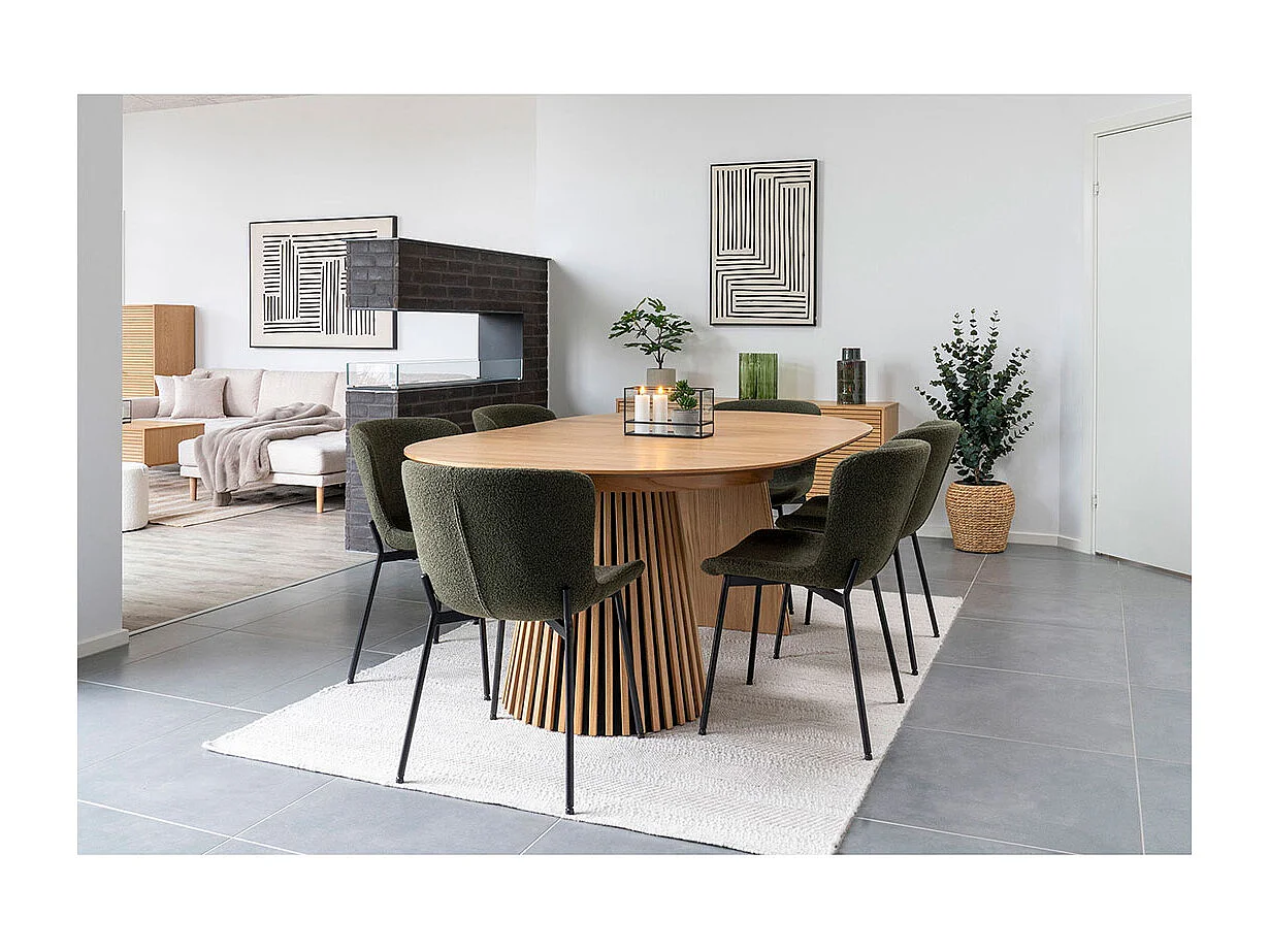 Osaka table de salle à manger avec 2 plateaux Ø120x120-160-200cm supplémentaires chêne plaqué.