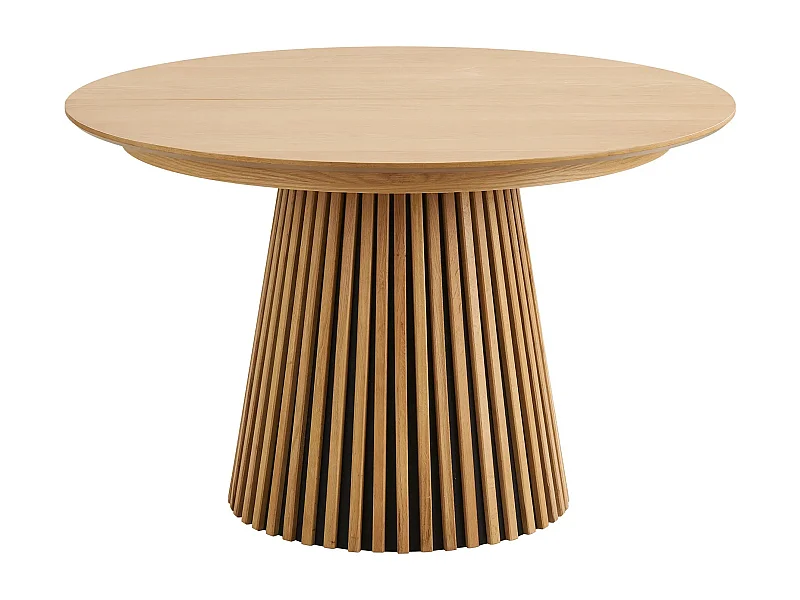 Table à manger ronde extensible LANZA-Beige-Diamètre 120/160-200 cm