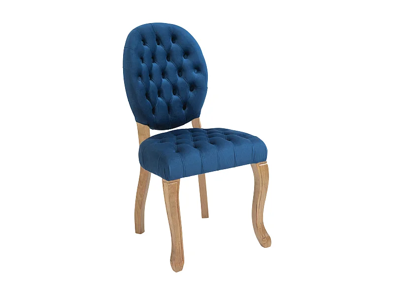 chaise salle à manger - Velours & Bois - Bleu - Temara