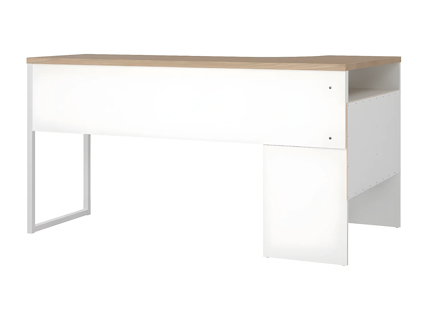 FunctionPlus bureau hoek 3 planken 2 laden okkernoot decor wit.