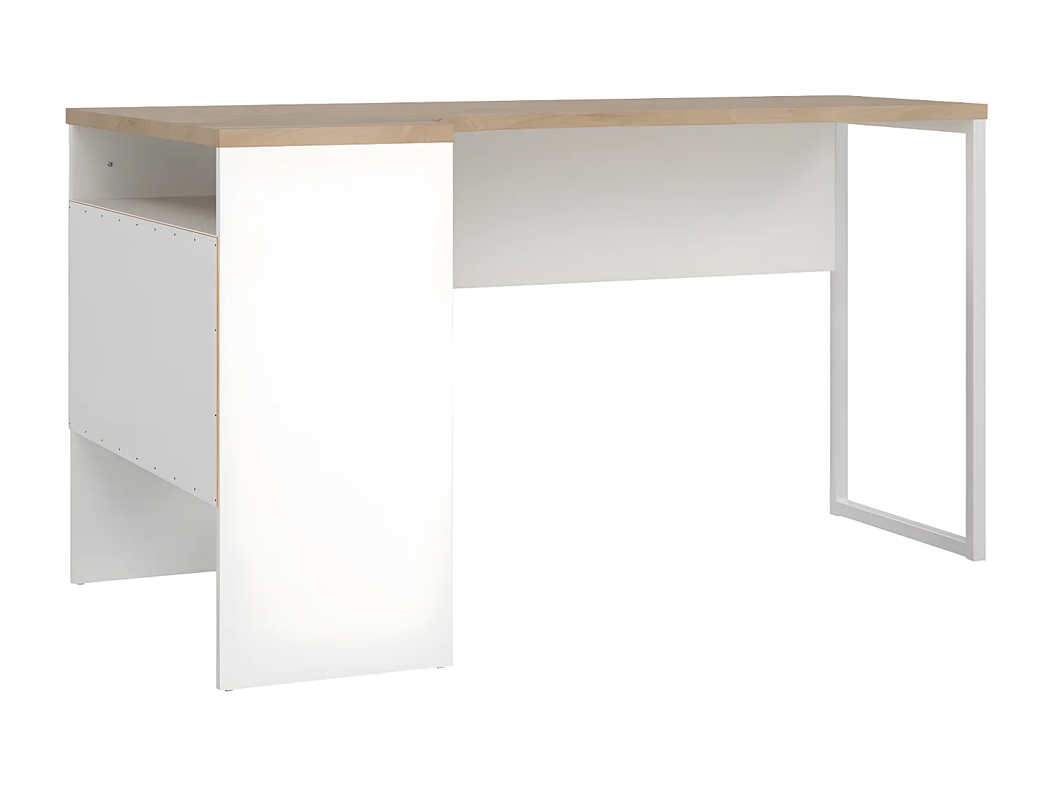 FunctionPlus bureau hoek 3 planken 2 laden okkernoot decor wit.