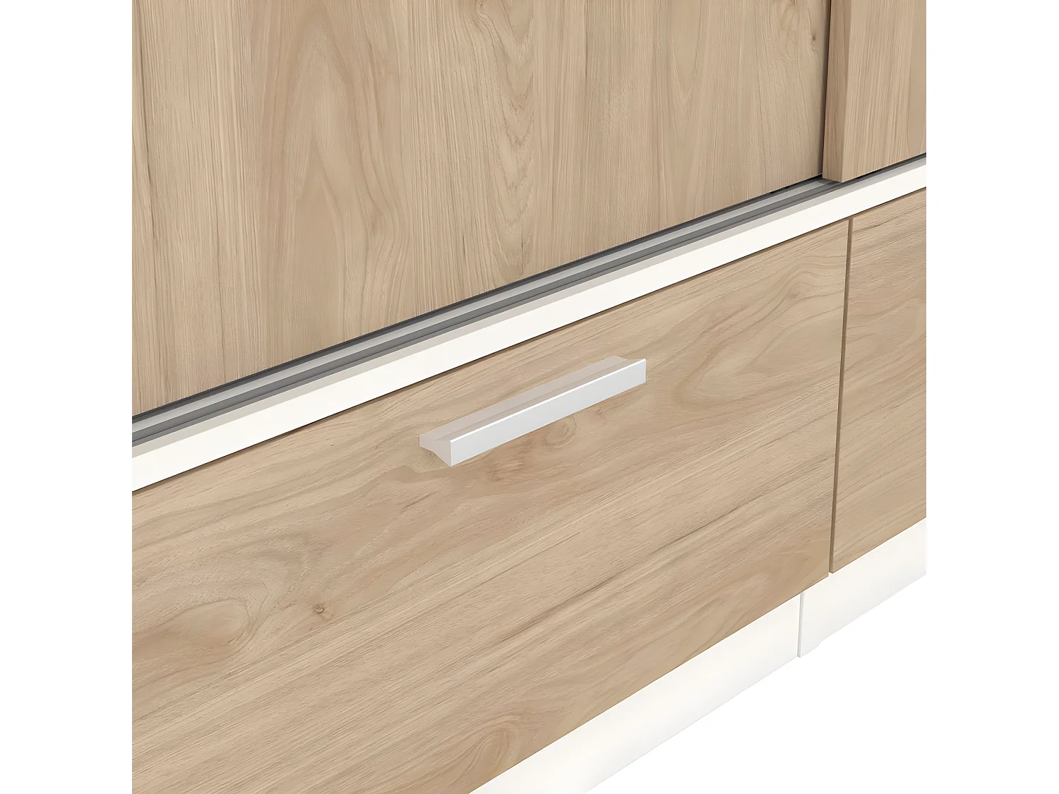 Line kledingkast 2 deuren 2 laden okkernoot decor wit.