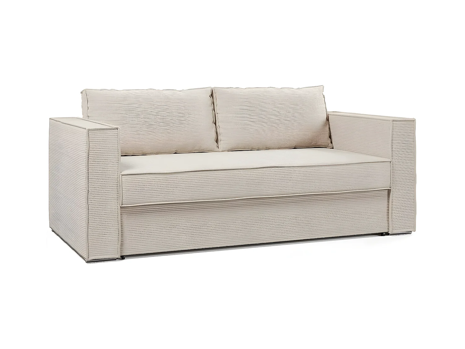 Canapé convertible EXPRESS IBIZA 160*192 cm matelas 16 cm velours côtelé perle