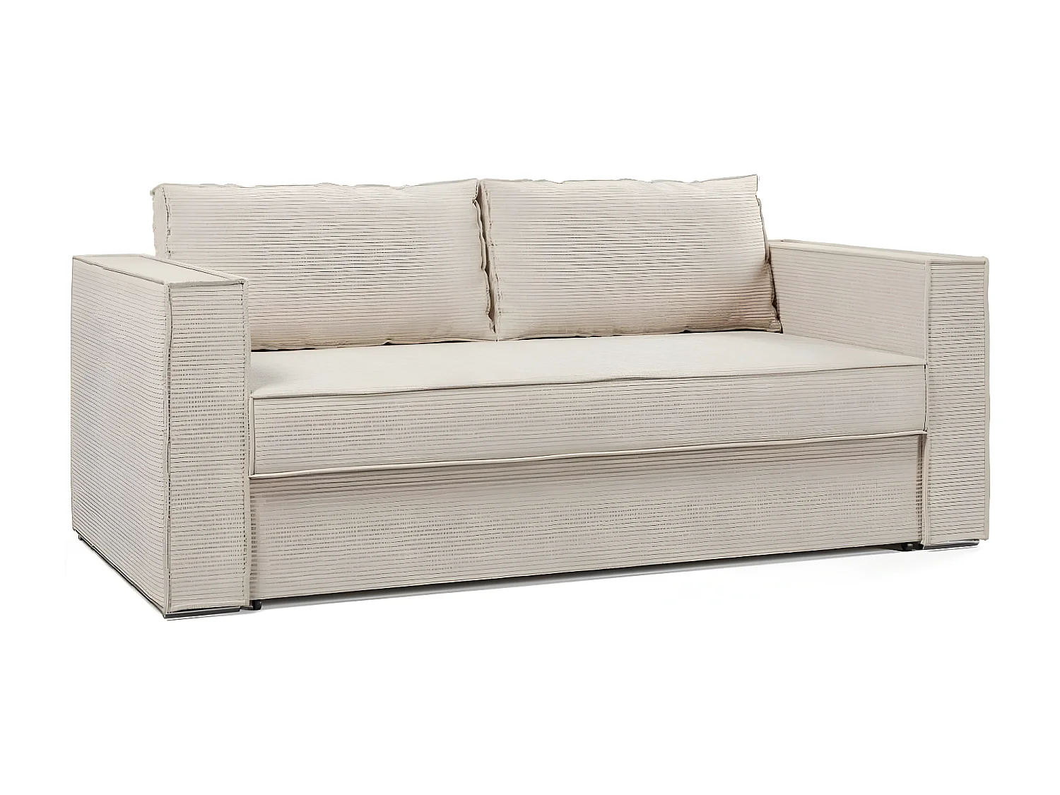 Canapé convertible EXPRESS IBIZA 160*192 cm matelas 16 cm velours côtelé perle