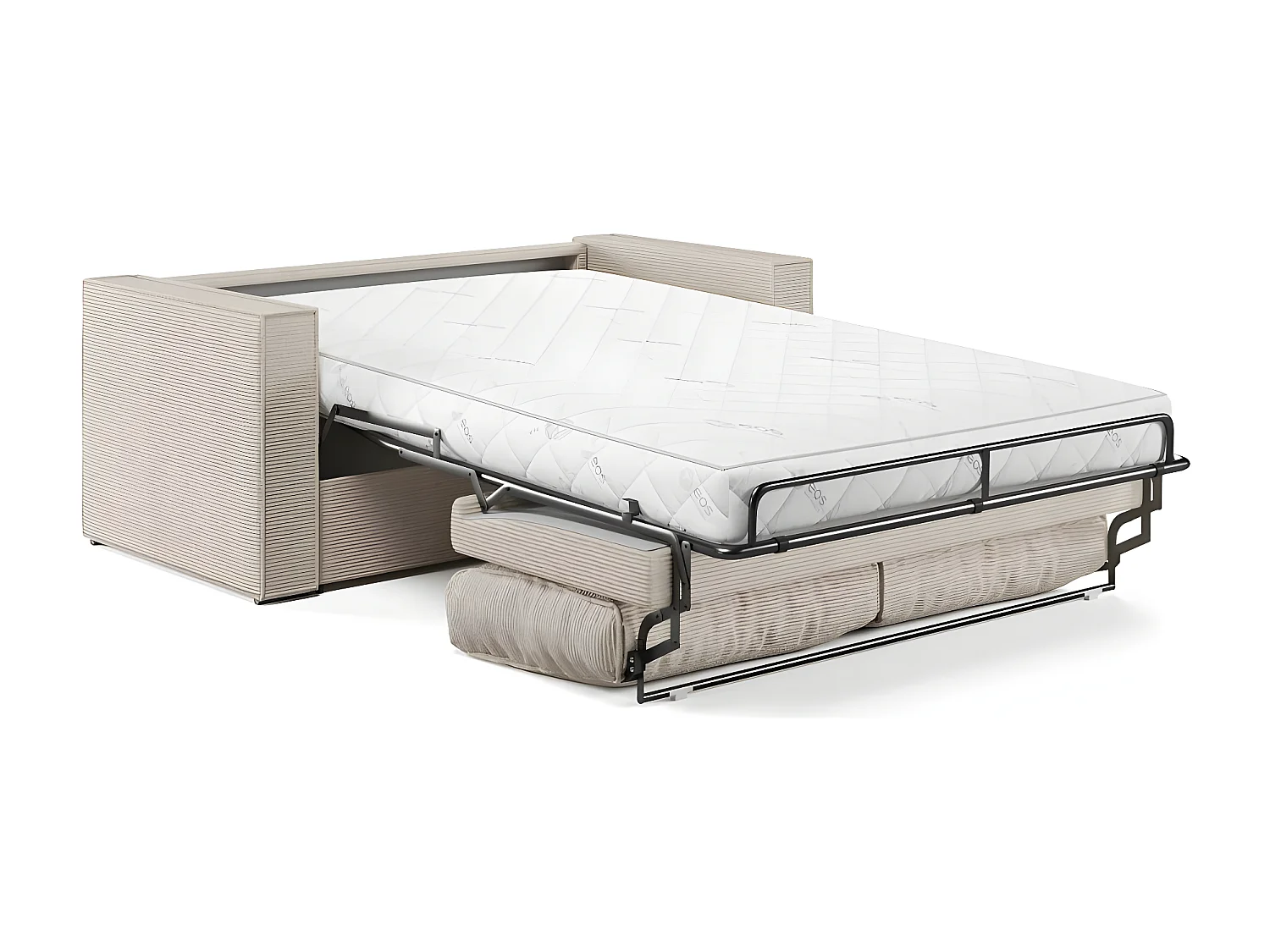 Canapé convertible EXPRESS IBIZA 160*192 cm matelas 16 cm velours côtelé perle