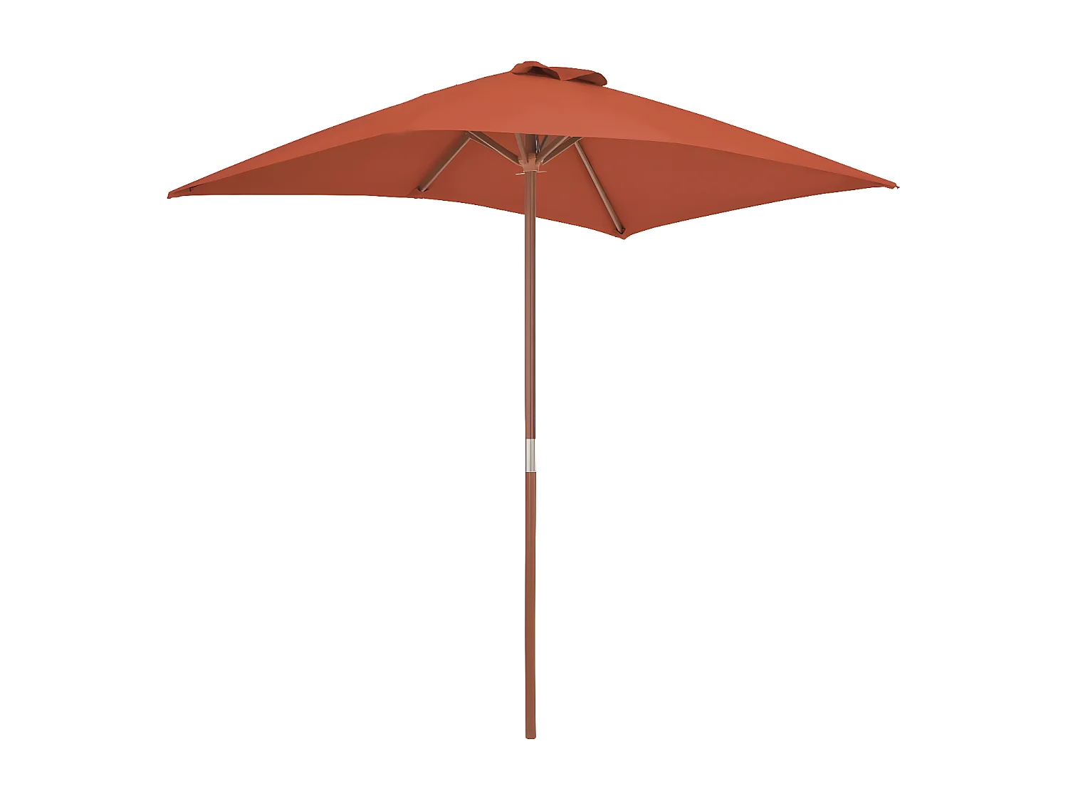 Parasol d'extérieur avec mât en bois 150 x 200 cm Terre cuite
